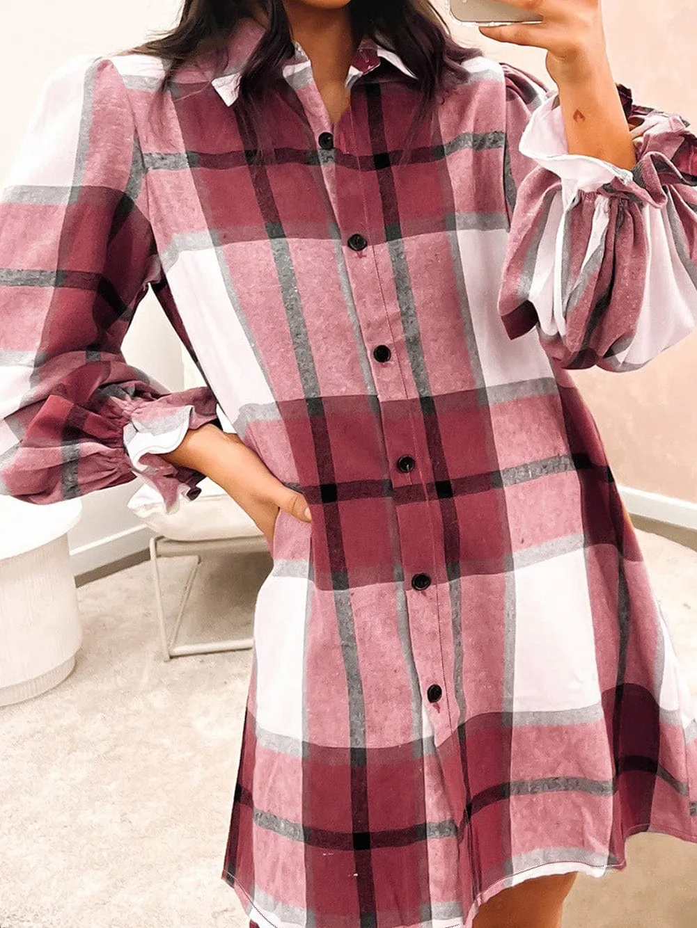 Casual Long Sleeve Flannel Dress