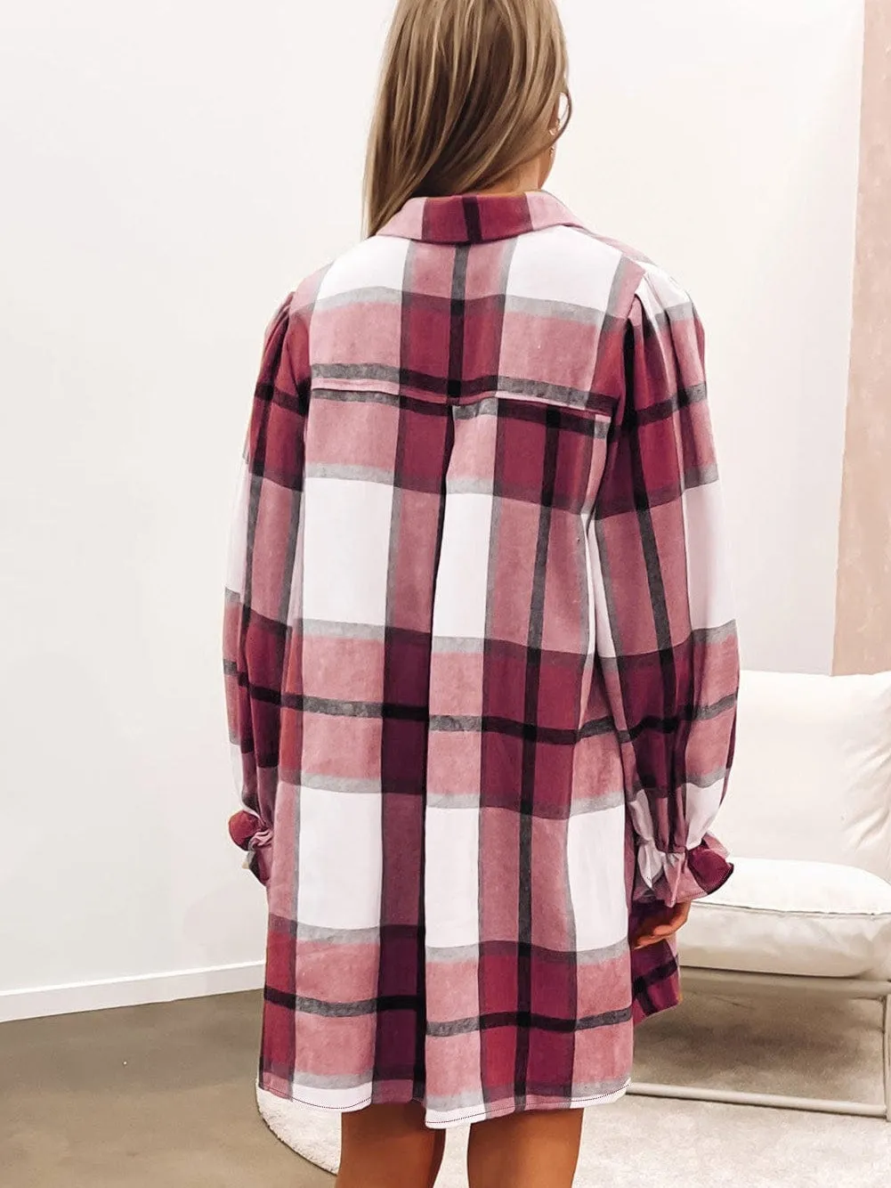Casual Long Sleeve Flannel Dress