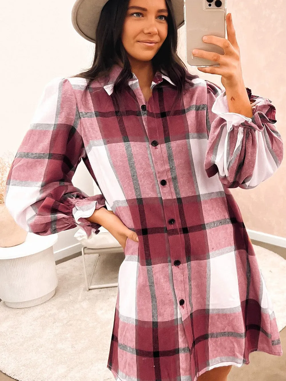 Casual Long Sleeve Flannel Dress