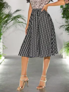 Chain Print Midi Flare Skirt
