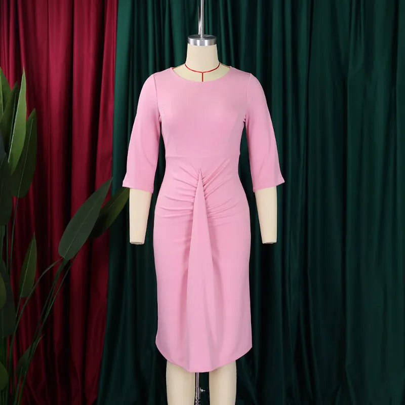 Chic and Sophisticated Commuter Pleated Bodycon Dress