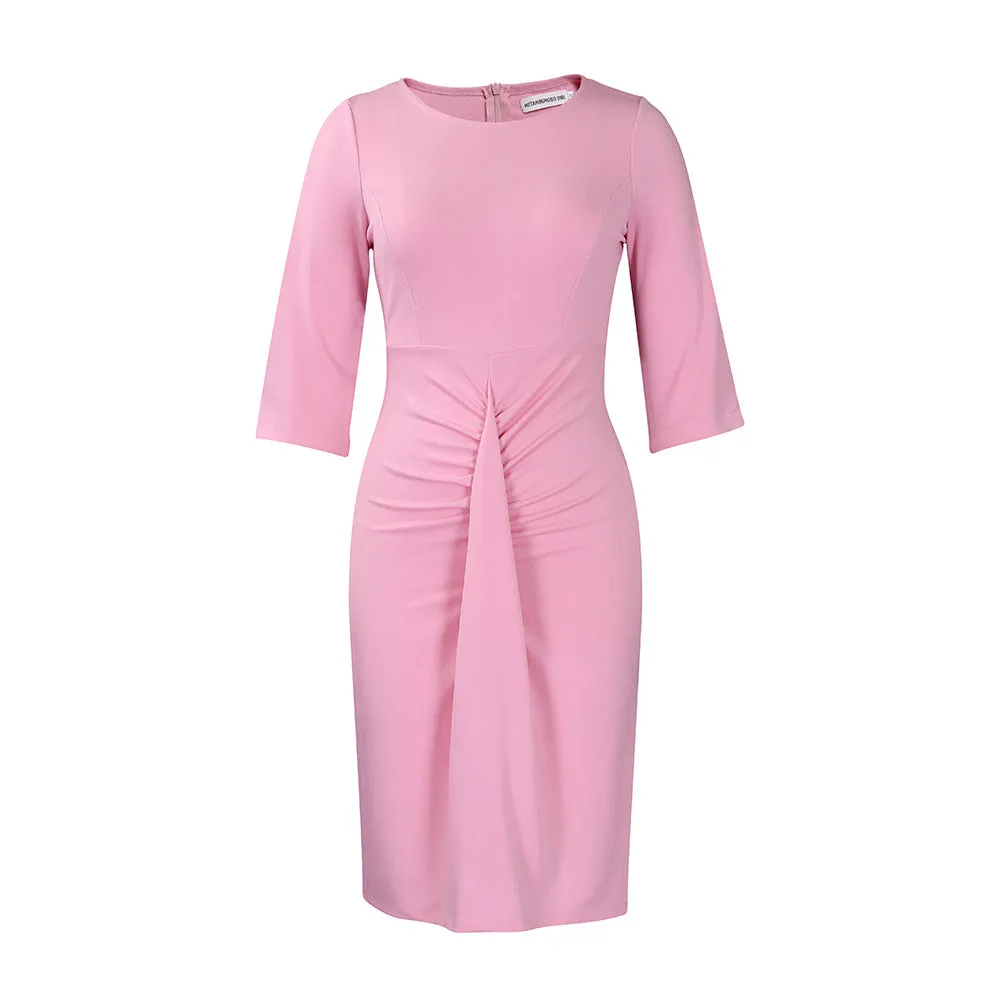 Chic and Sophisticated Commuter Pleated Bodycon Dress