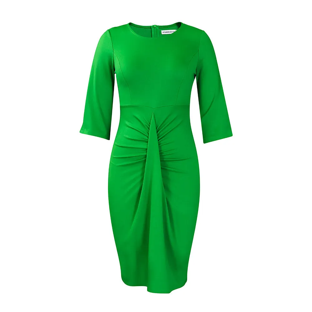 Chic and Sophisticated Commuter Pleated Bodycon Dress