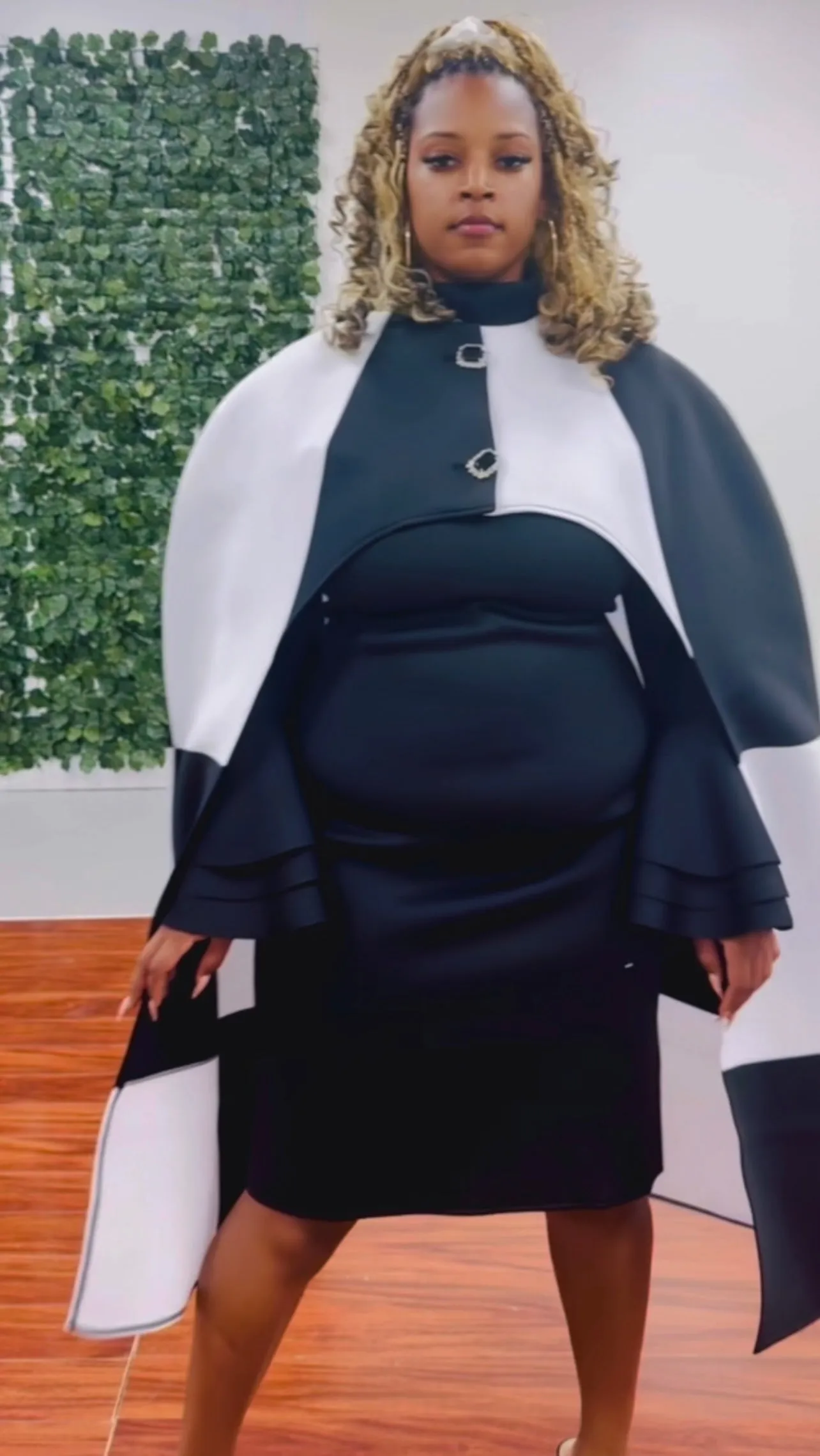 Color Block Cape Dress