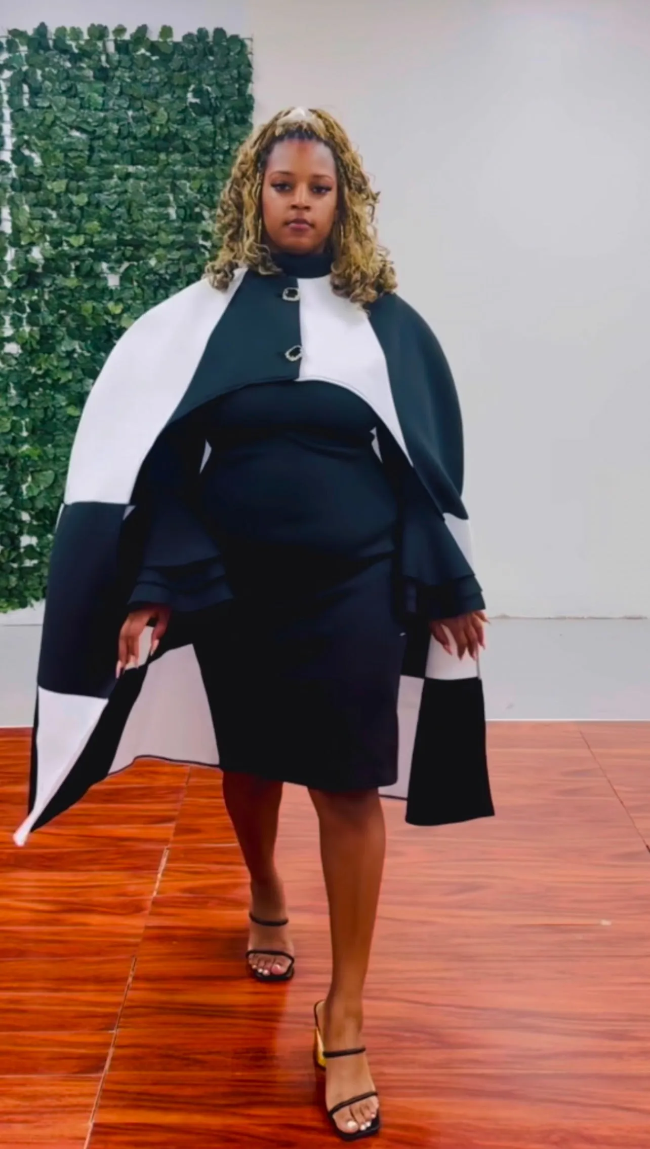 Color Block Cape Dress