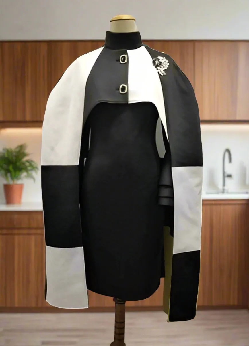 Color Block Cape Dress