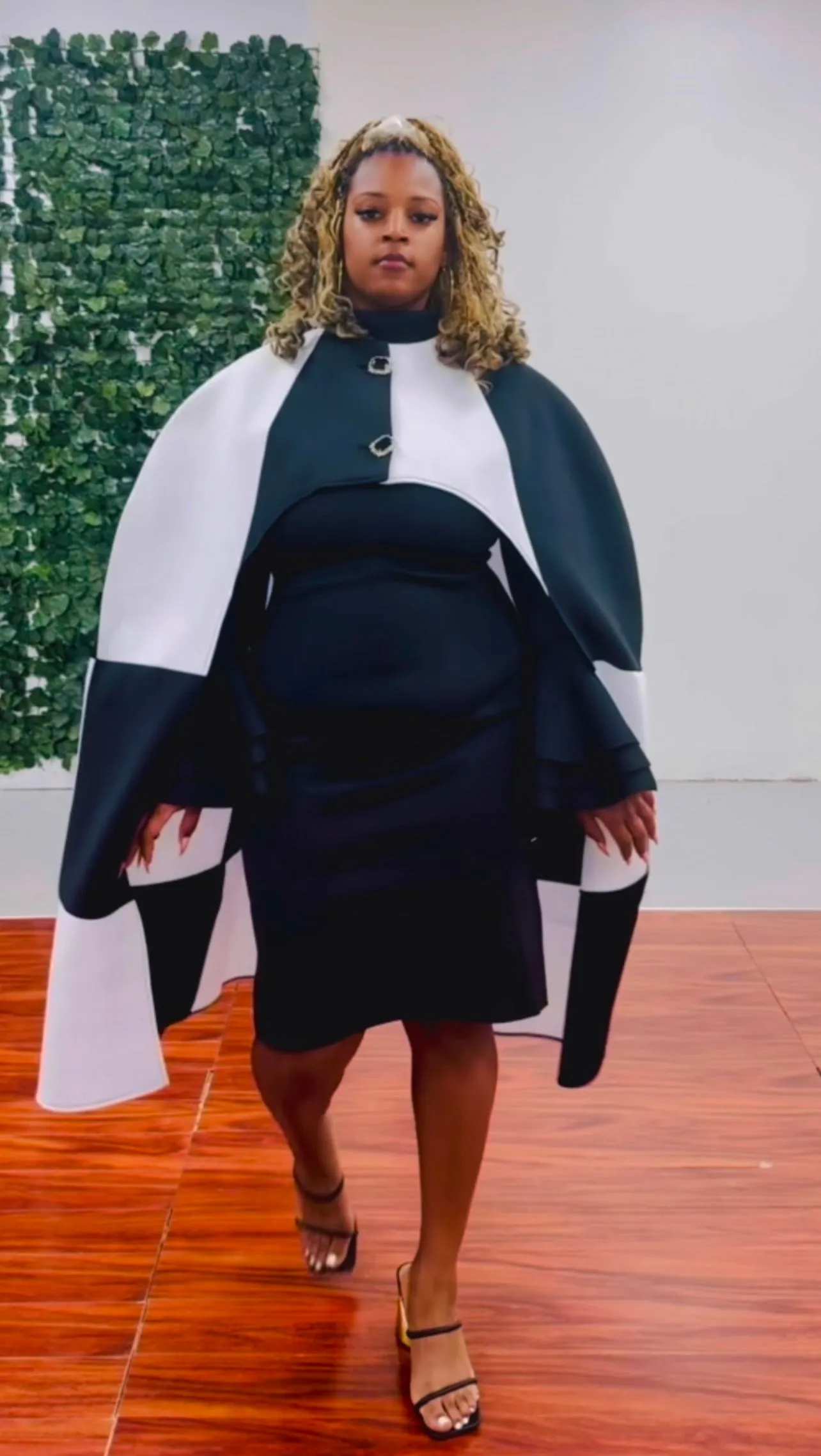 Color Block Cape Dress