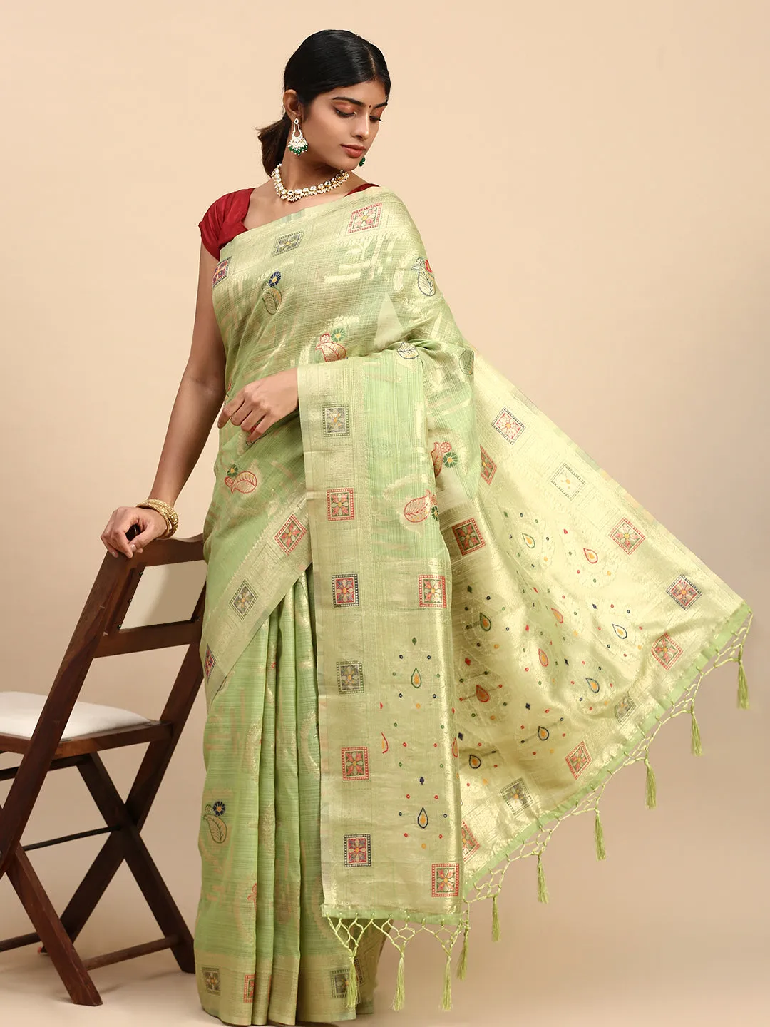 Couple Combo Shirt & Dhoti Set with Saree Green SL166