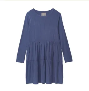 Creamie Vintage Indigo Ribbed Viscose Dress: Size 7 to 14