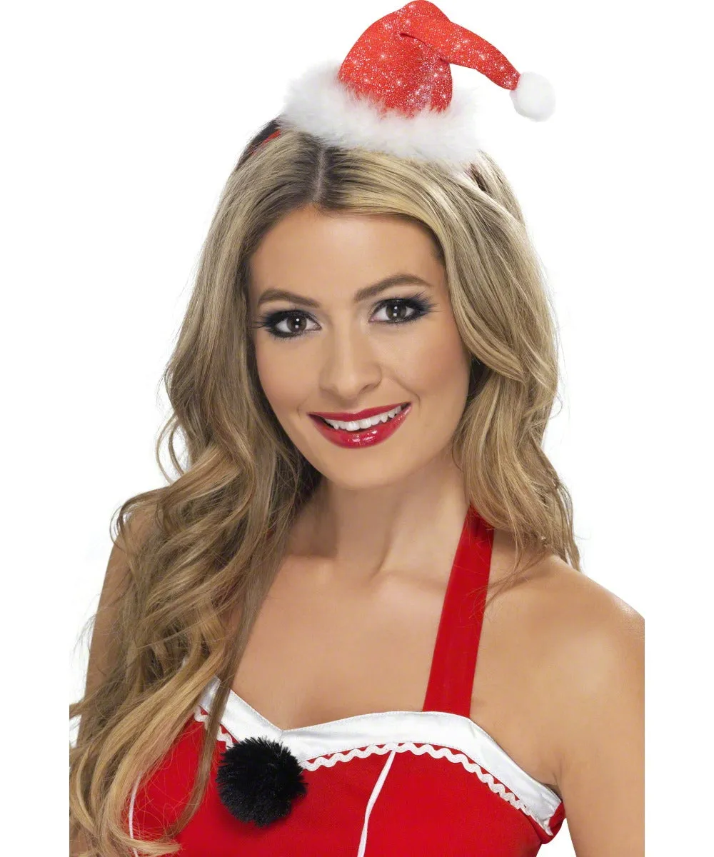 Deluxe Mini Santa Hat on Headband