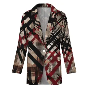 Distressed Plaid Casual Suit Jacket