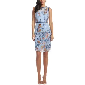 Dress The Population Womens Embroidered Sleeveless Bodycon Dress