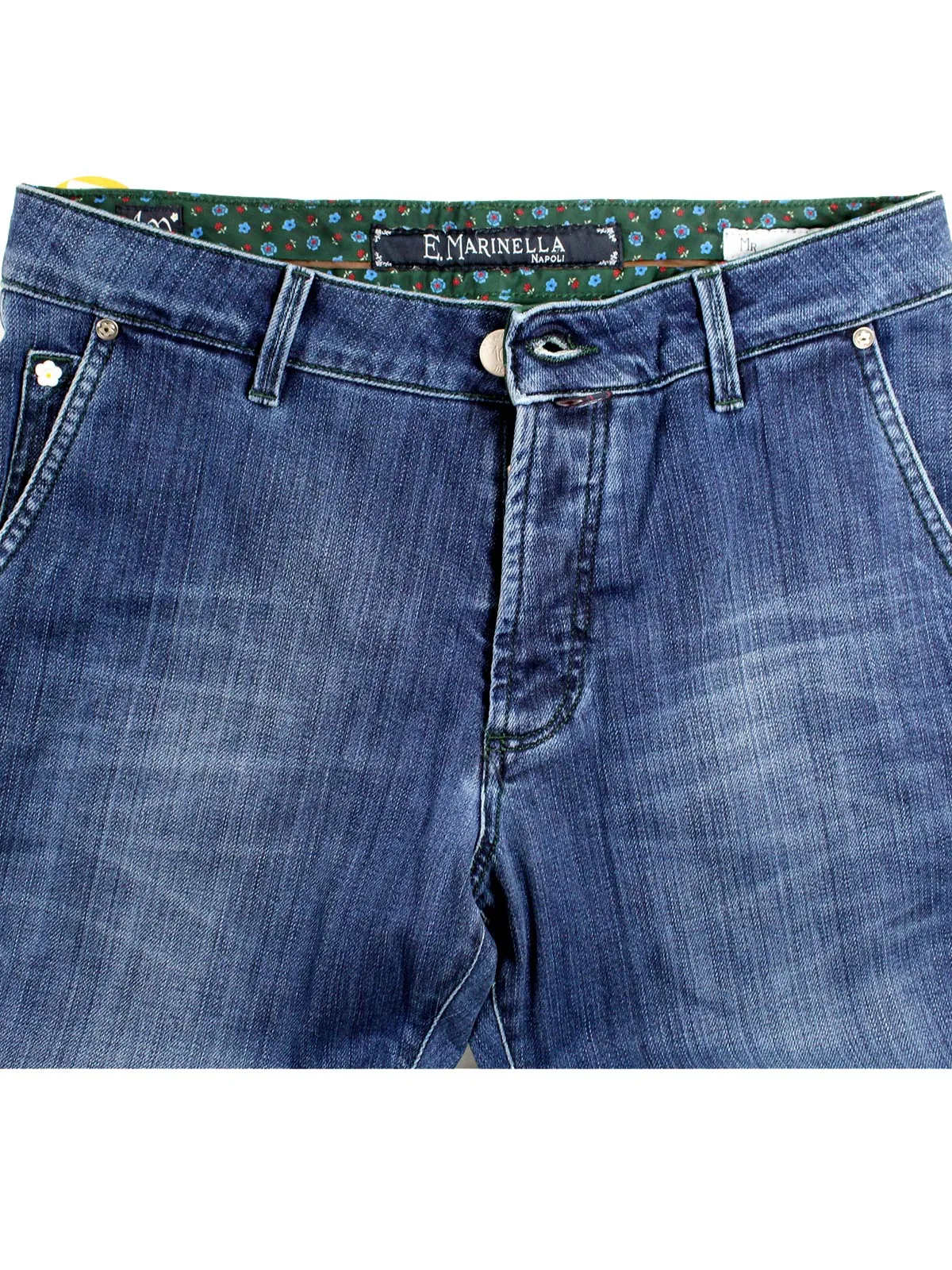 E. Marinella Jeans Dark Blue Slant Pocket Button Fly 31 Slim Fit SALE