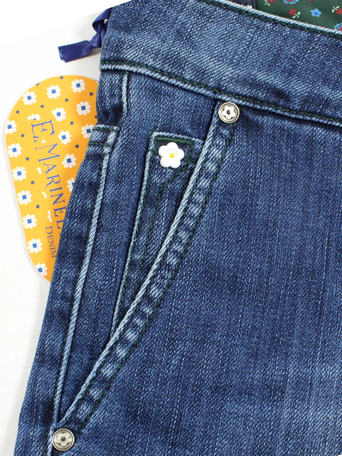 E. Marinella Jeans Dark Blue Slant Pocket Button Fly 31 Slim Fit SALE