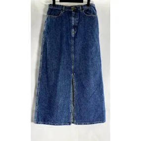 EDDIE BAUER Women's Dark Blue Denim Front-Slit Straight Midi Skirt SZ 8