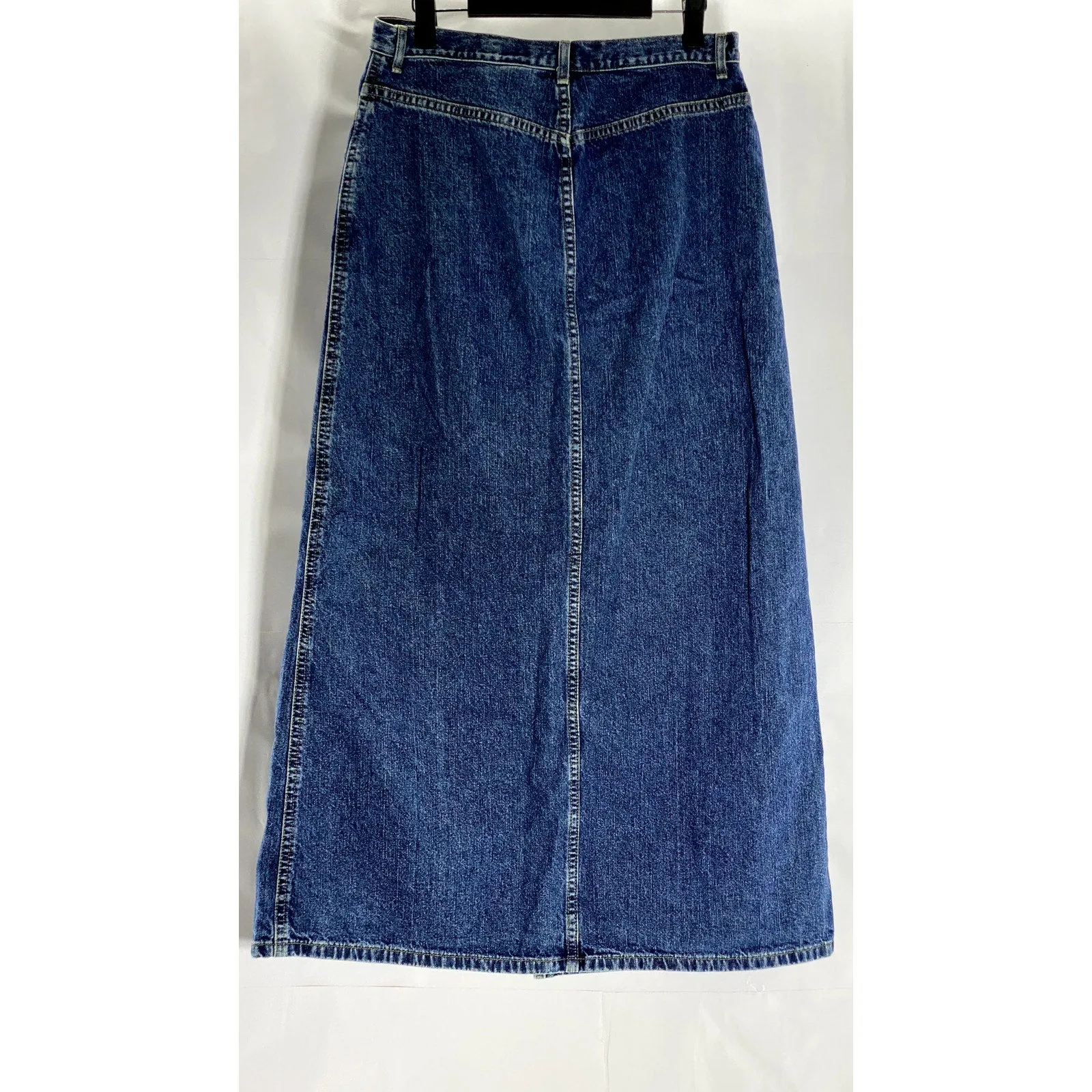 EDDIE BAUER Women's Dark Blue Denim Front-Slit Straight Midi Skirt SZ 8