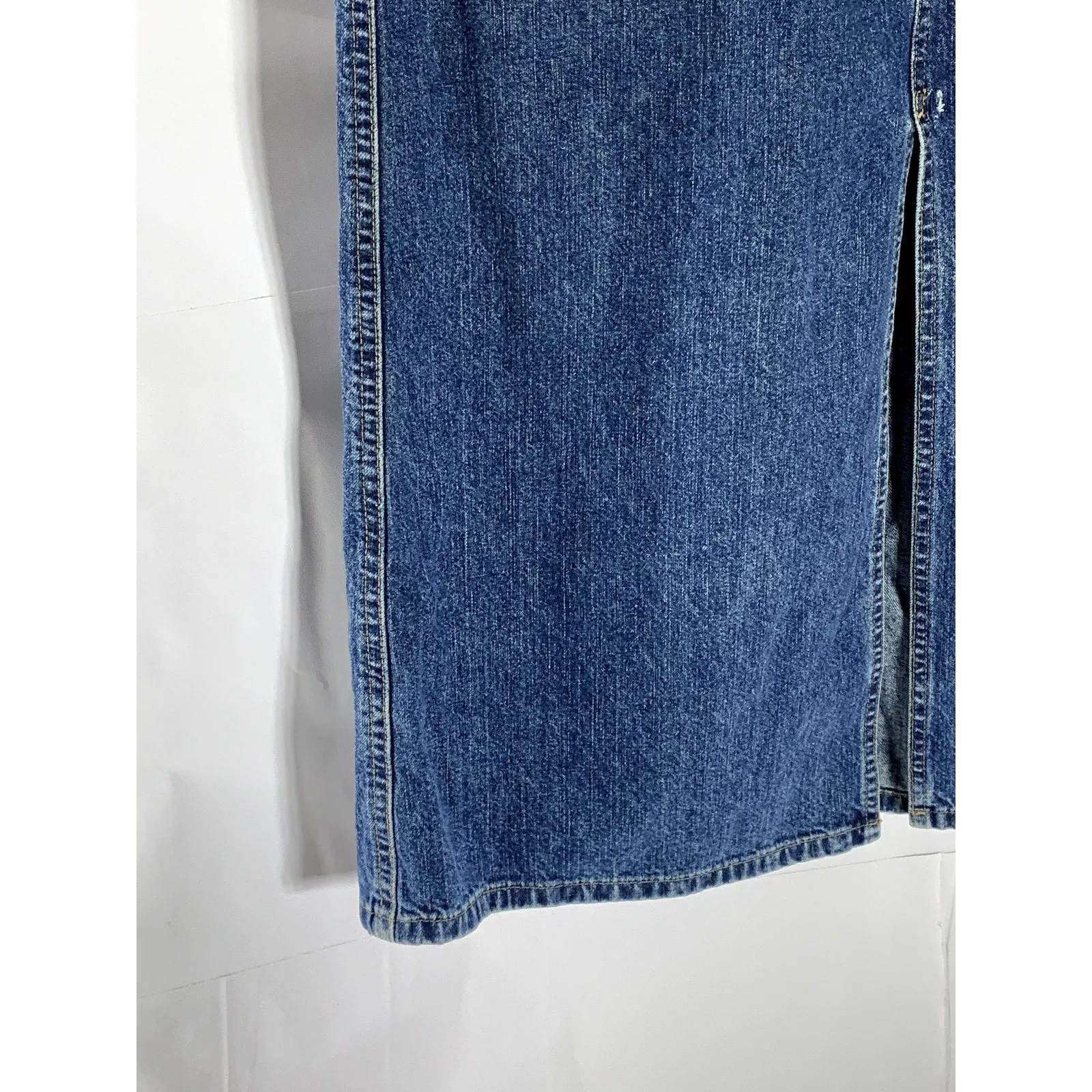 EDDIE BAUER Women's Dark Blue Denim Front-Slit Straight Midi Skirt SZ 8