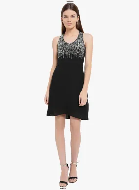 Embellished Criss Cross Back Mini Dress