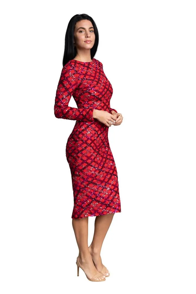 EMERY DRESS in Rouge Red Multi