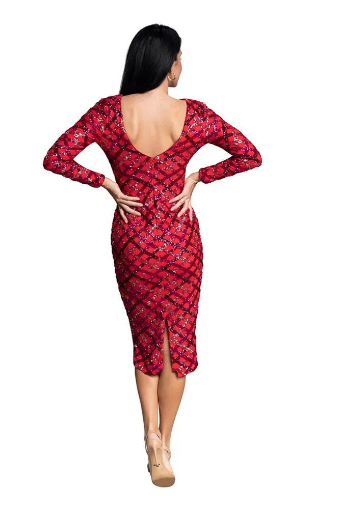 EMERY DRESS in Rouge Red Multi