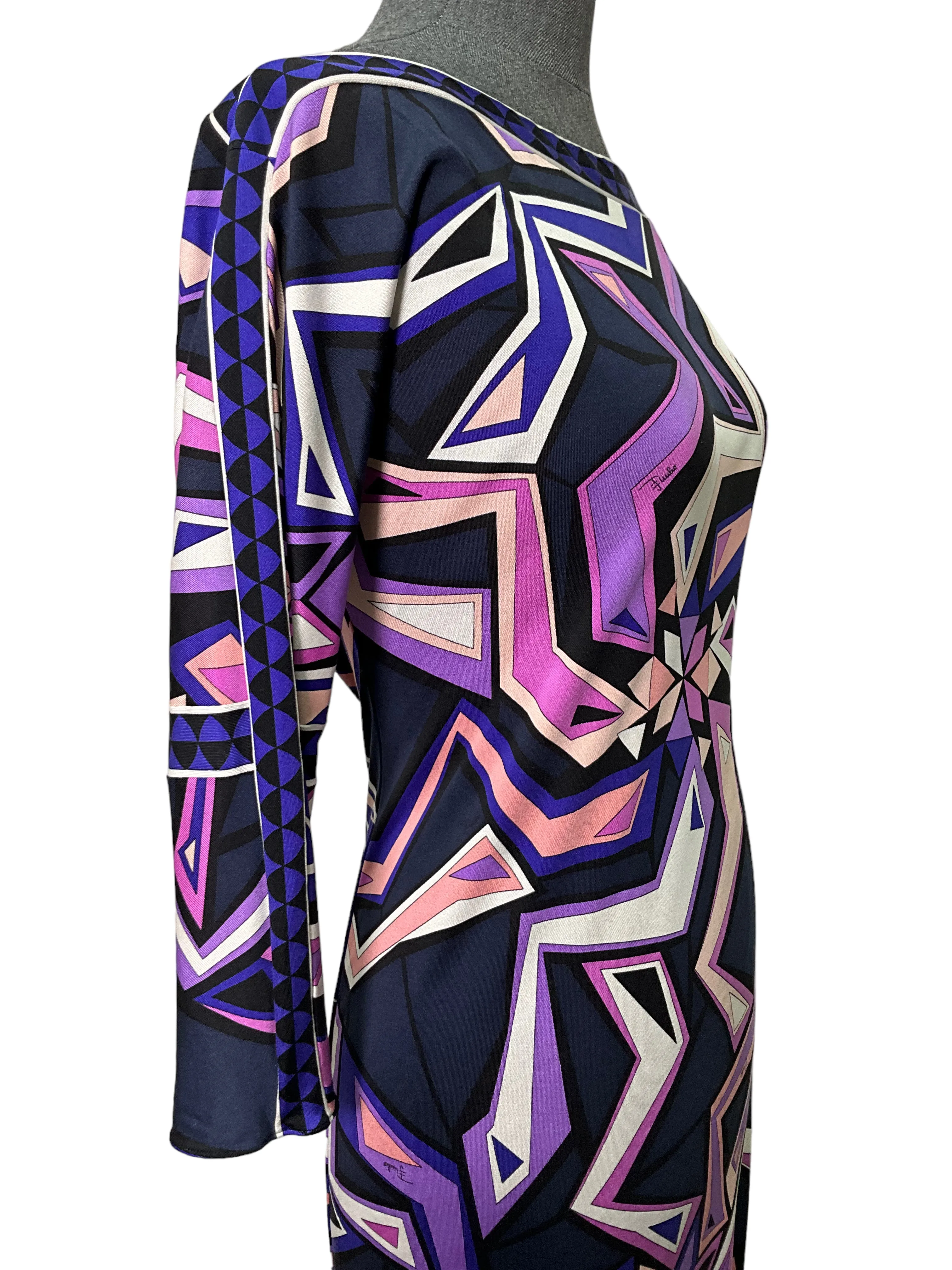 Emilio Pucci 3/4 Sleeve Belted Jersey Dress Size S