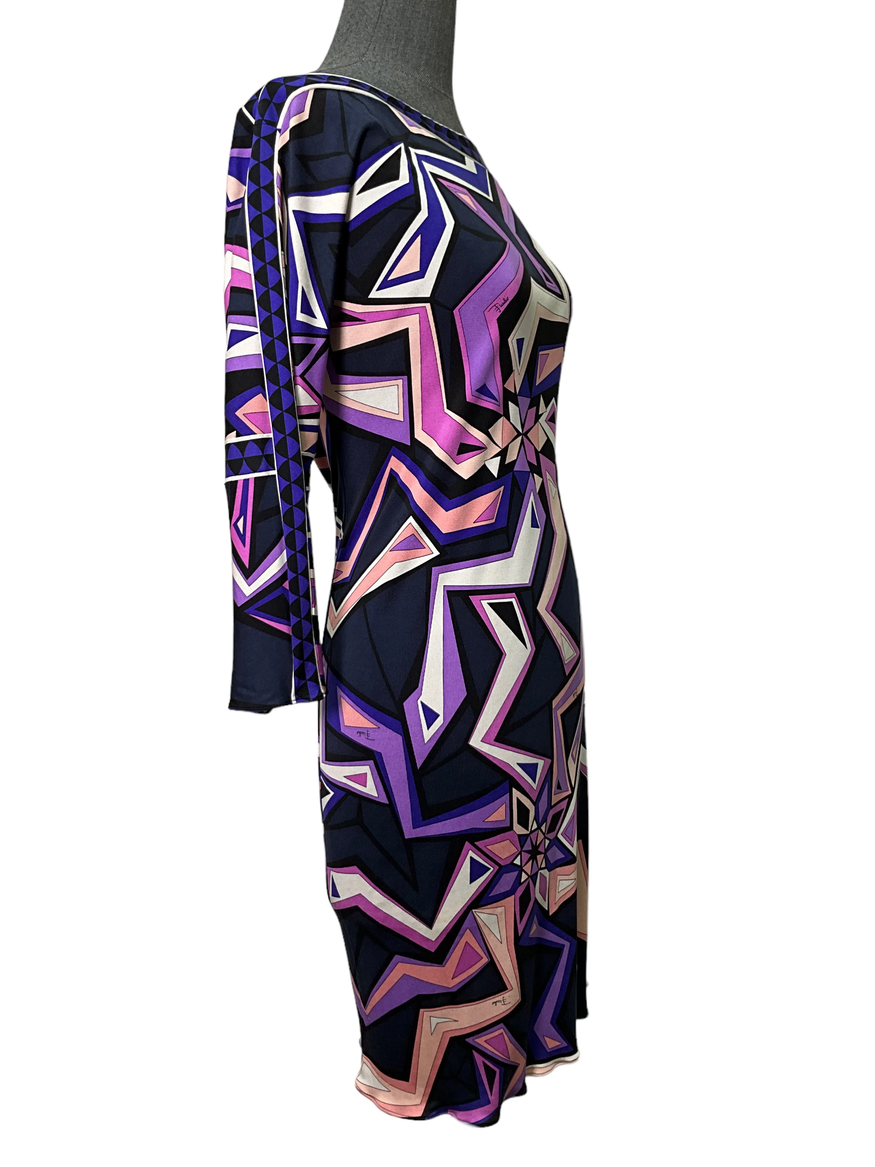 Emilio Pucci 3/4 Sleeve Belted Jersey Dress Size S