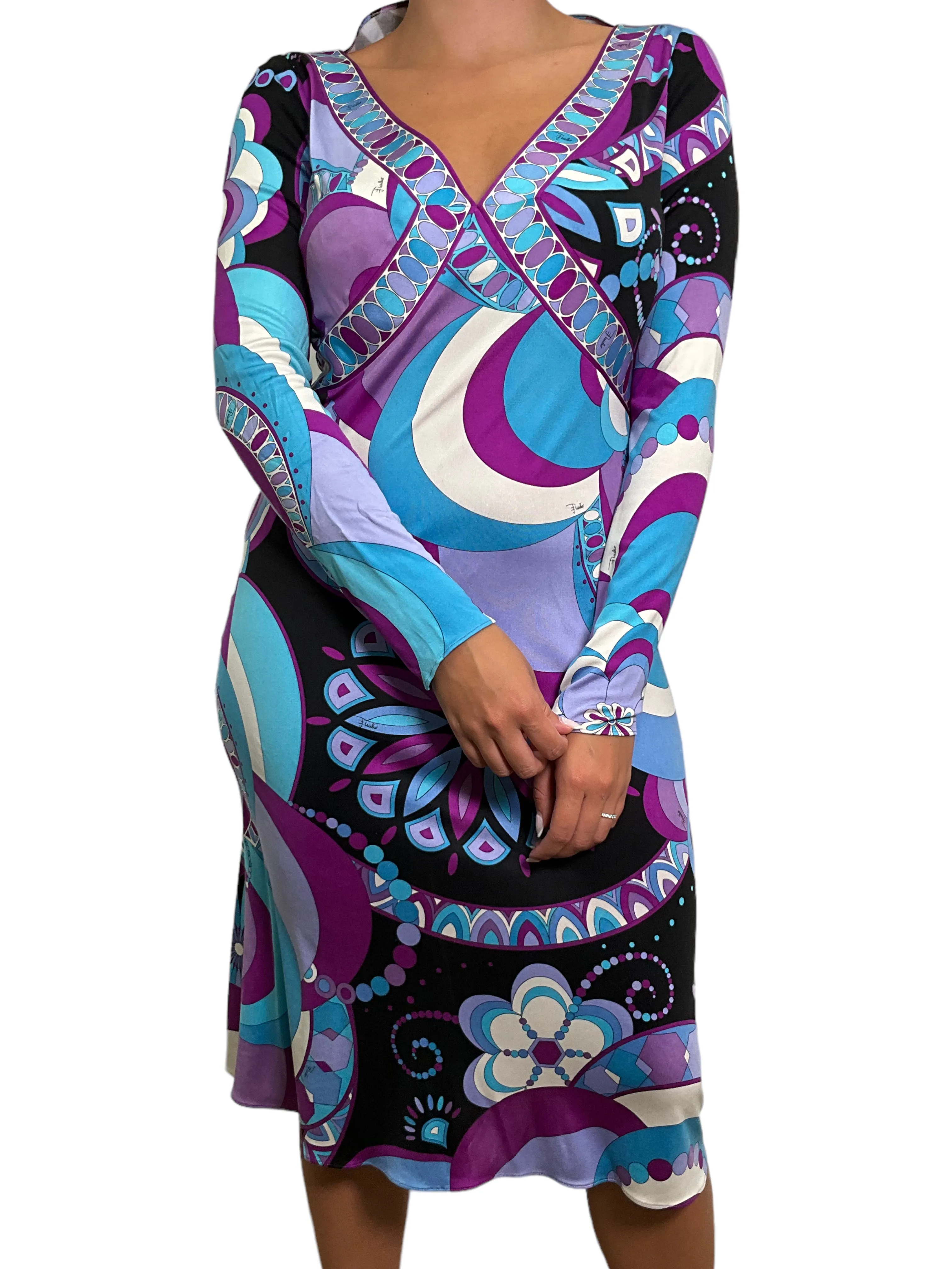 Emilio Pucci Long Sleeve Jersey Dress Size M