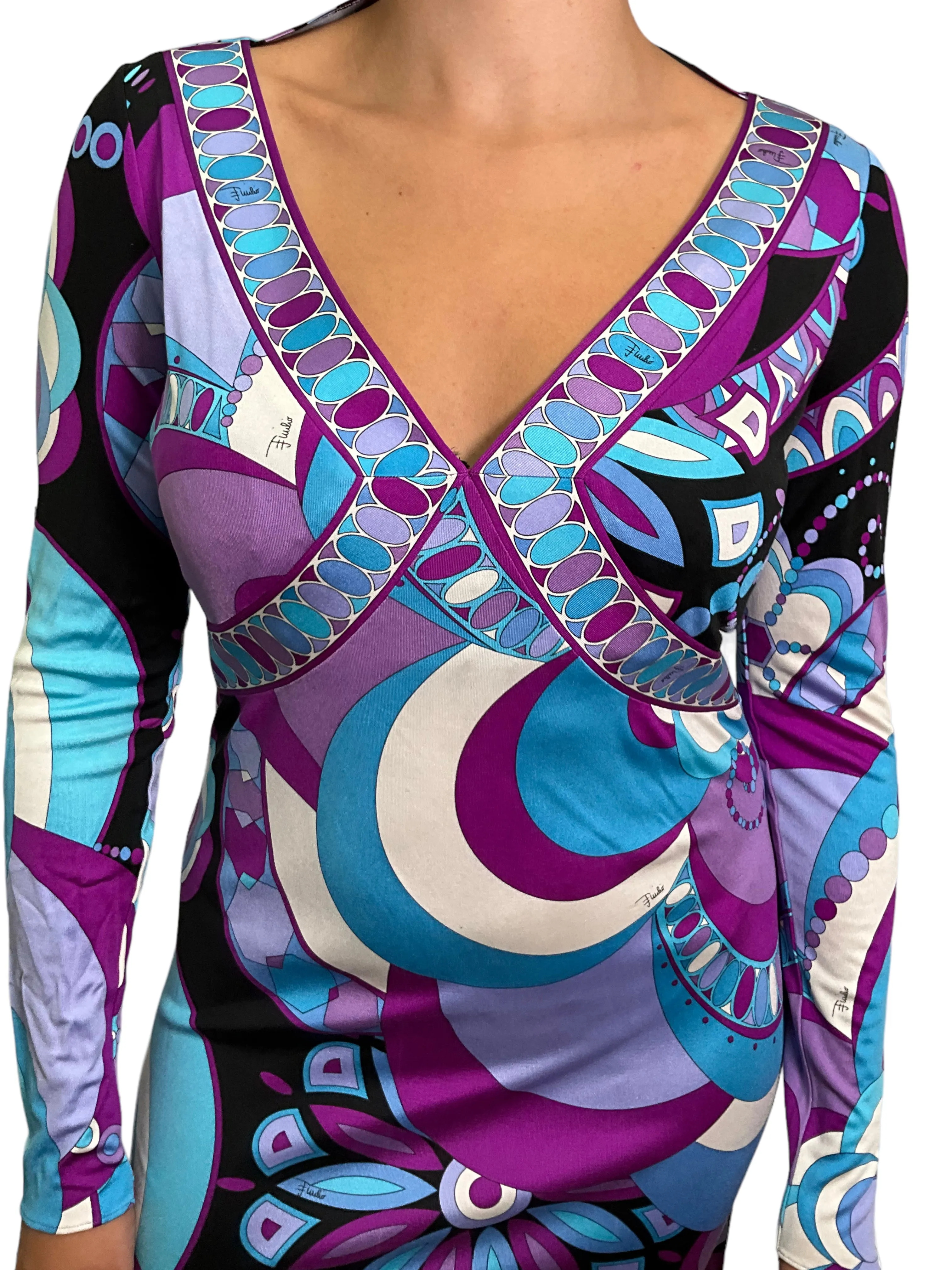 Emilio Pucci Long Sleeve Jersey Dress Size M