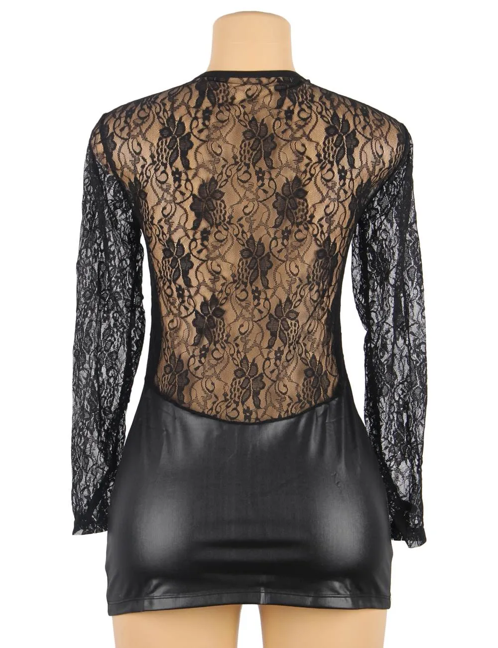 Enchantress: Black Leather Long Sleeve Dress