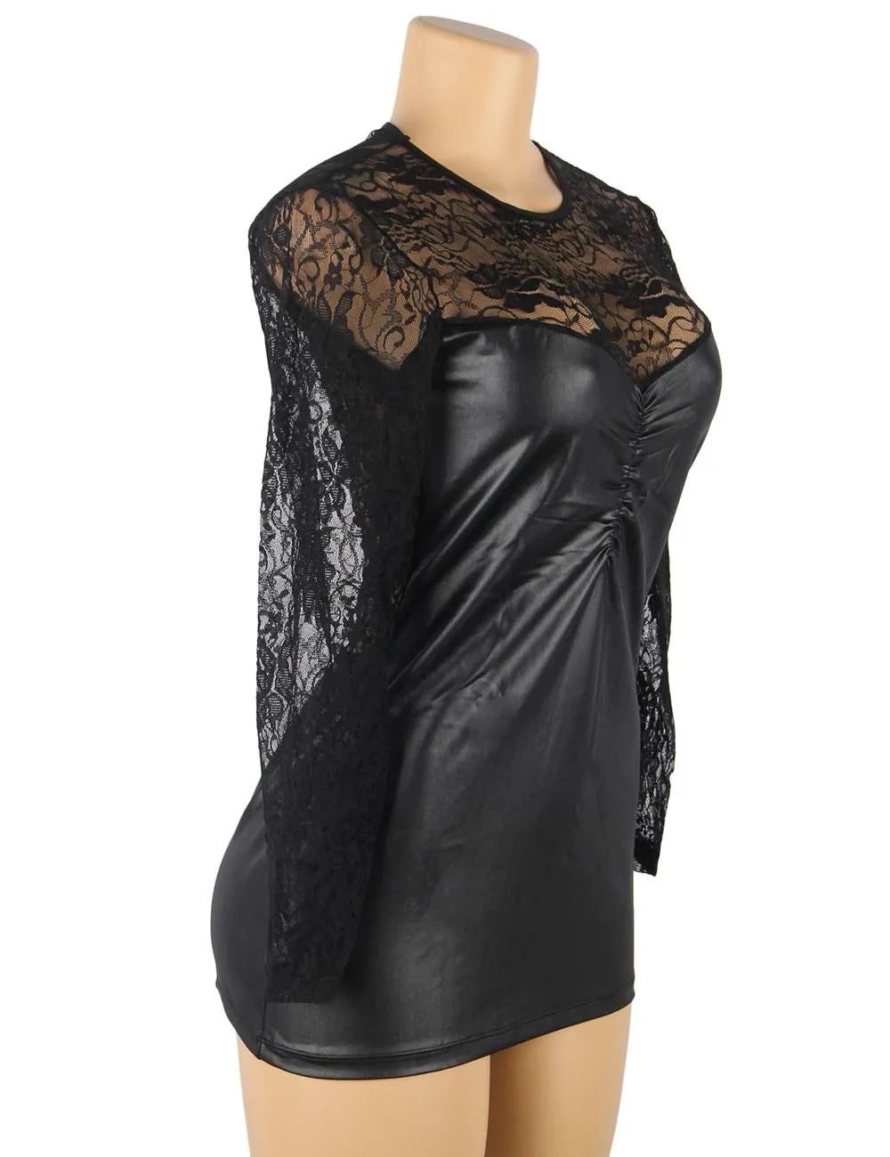 Enchantress: Black Leather Long Sleeve Dress