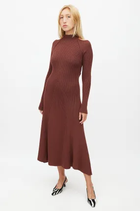 Fall 2015 Brown Knit Backless Dress