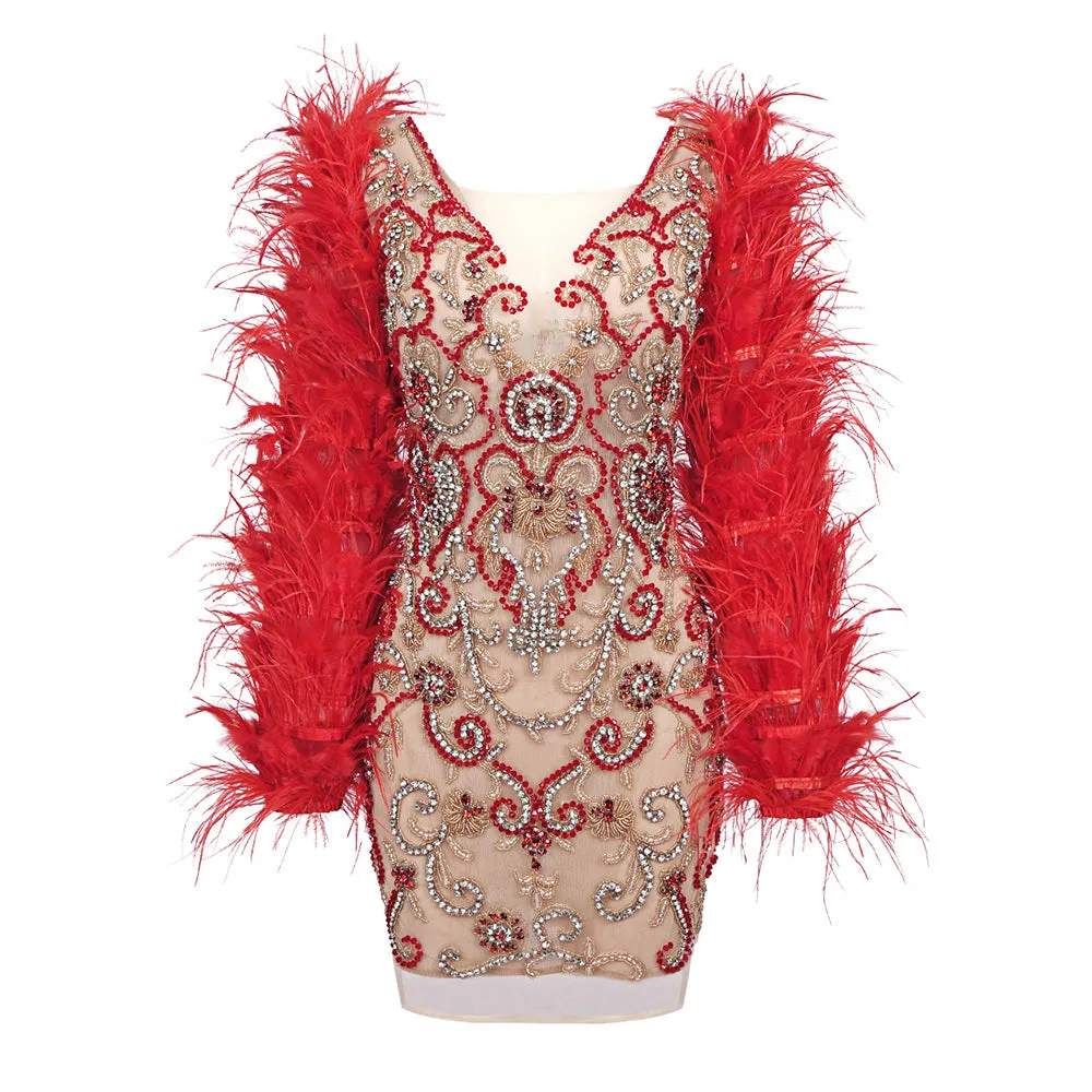 Fatima Feather Mini Dress