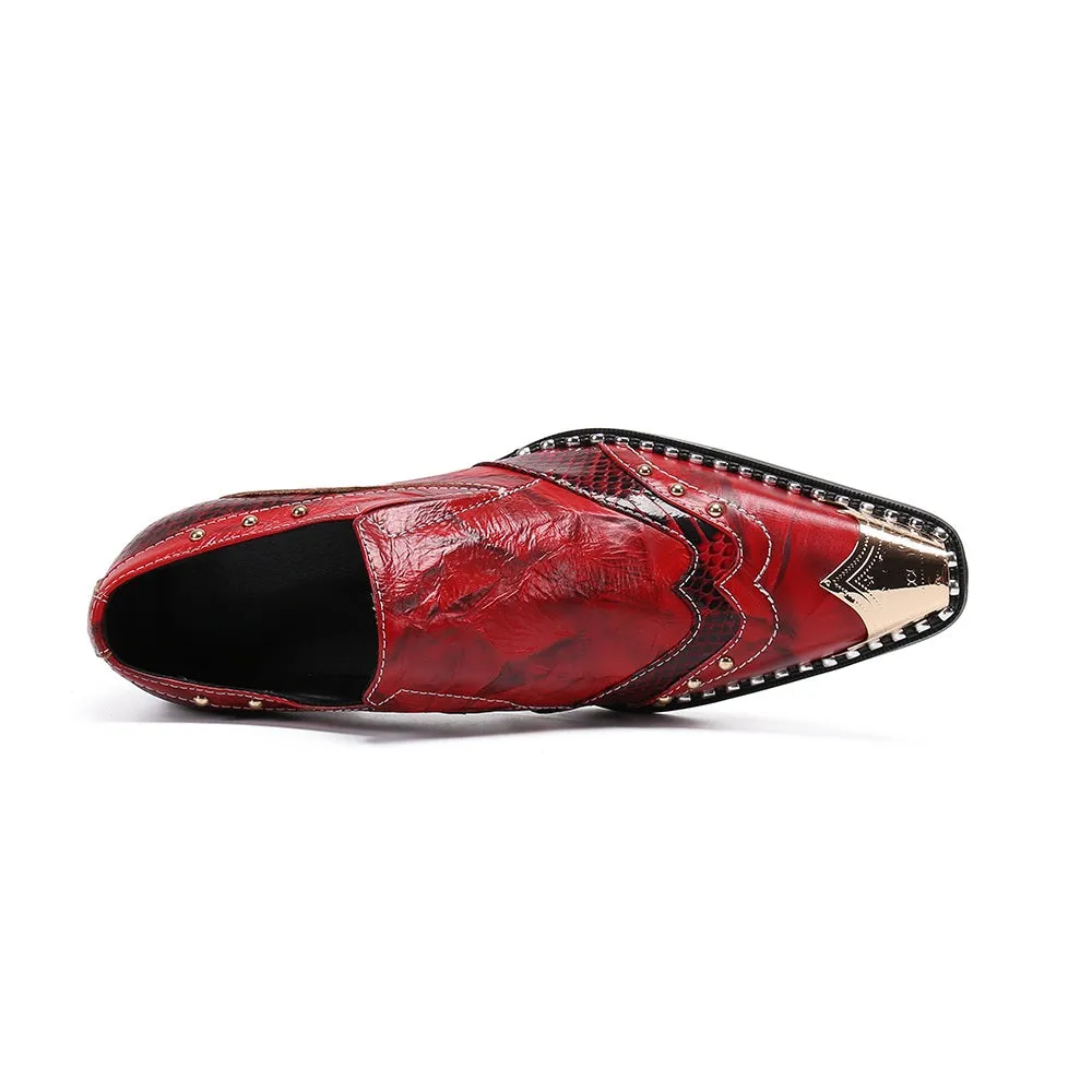 Fire Pattern Square Toe Oxfords for Men