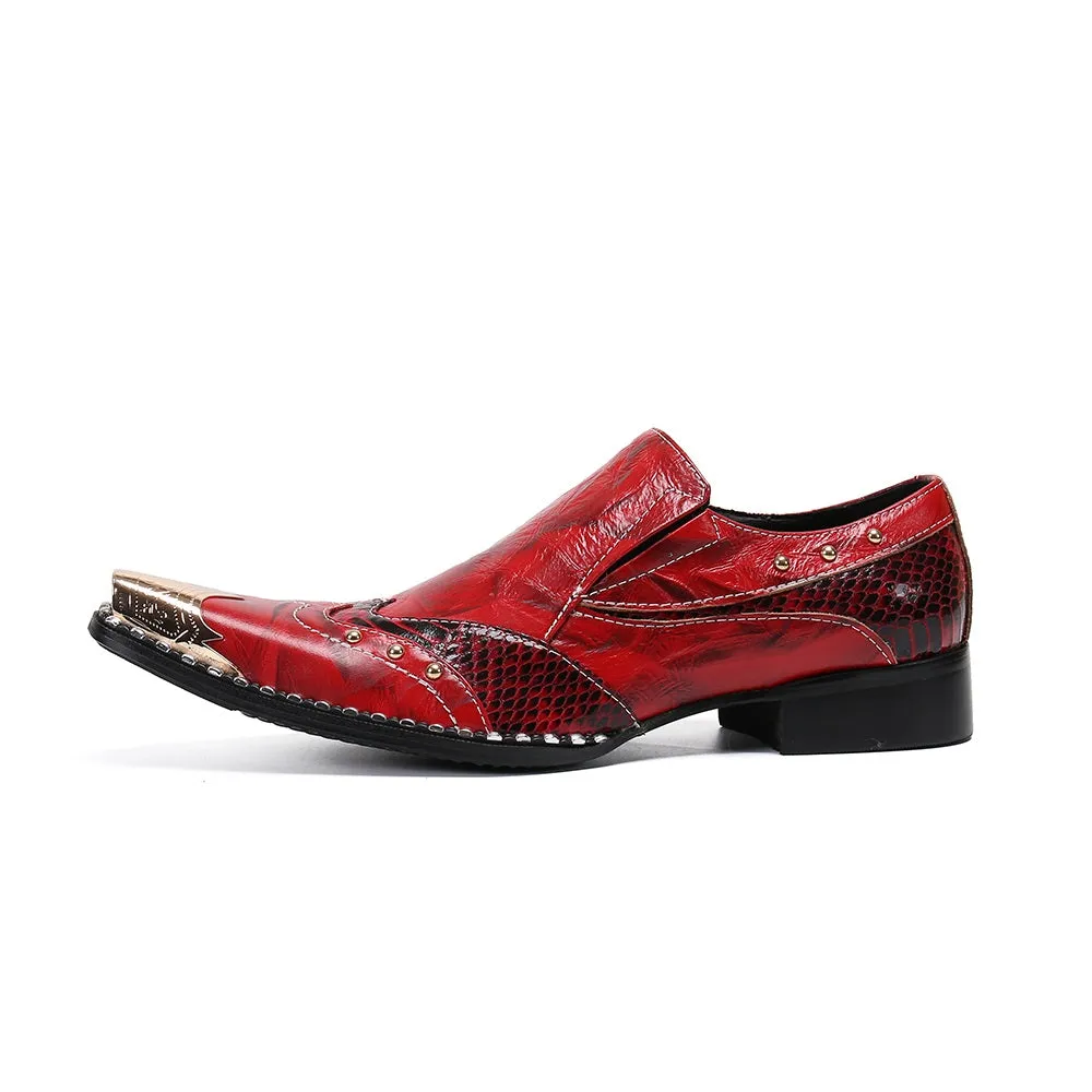Fire Pattern Square Toe Oxfords for Men