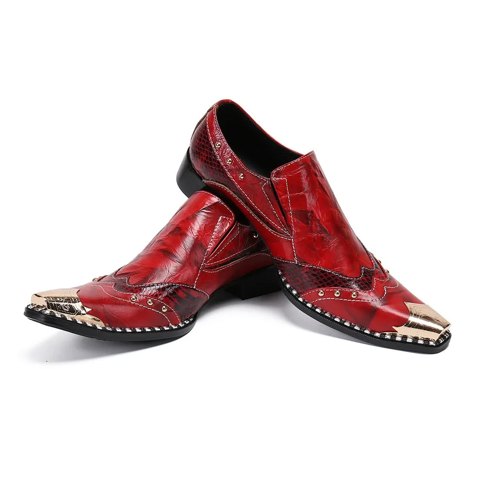 Fire Pattern Square Toe Oxfords for Men