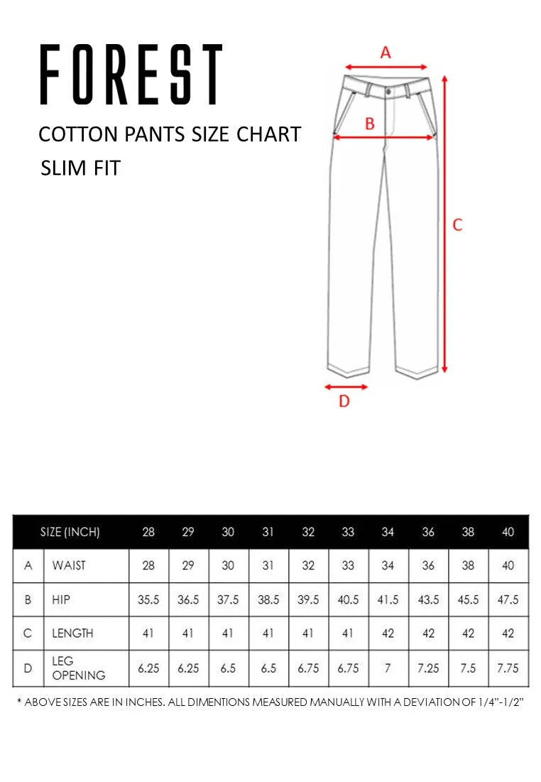 Forest Stretchable Slim Fit Cotton Pants Trousers Men Chinos Pant | Seluar Lelaki - 610196