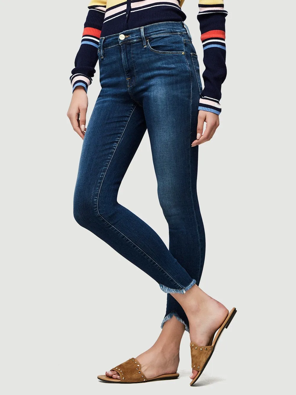FRAME - Le High Skinny Triangle Raw Hem in Sulham