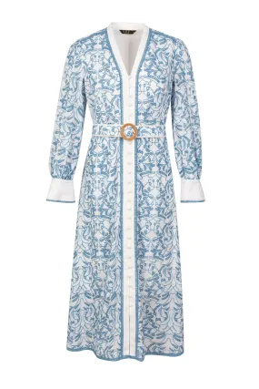 GDS Naomi Belted Long Sleeve Zip Dress | Blue