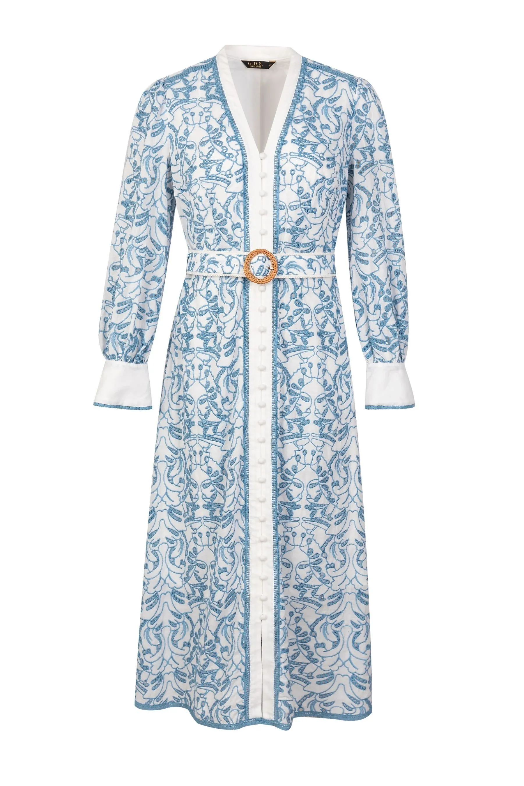 GDS Naomi Belted Long Sleeve Zip Dress | Blue