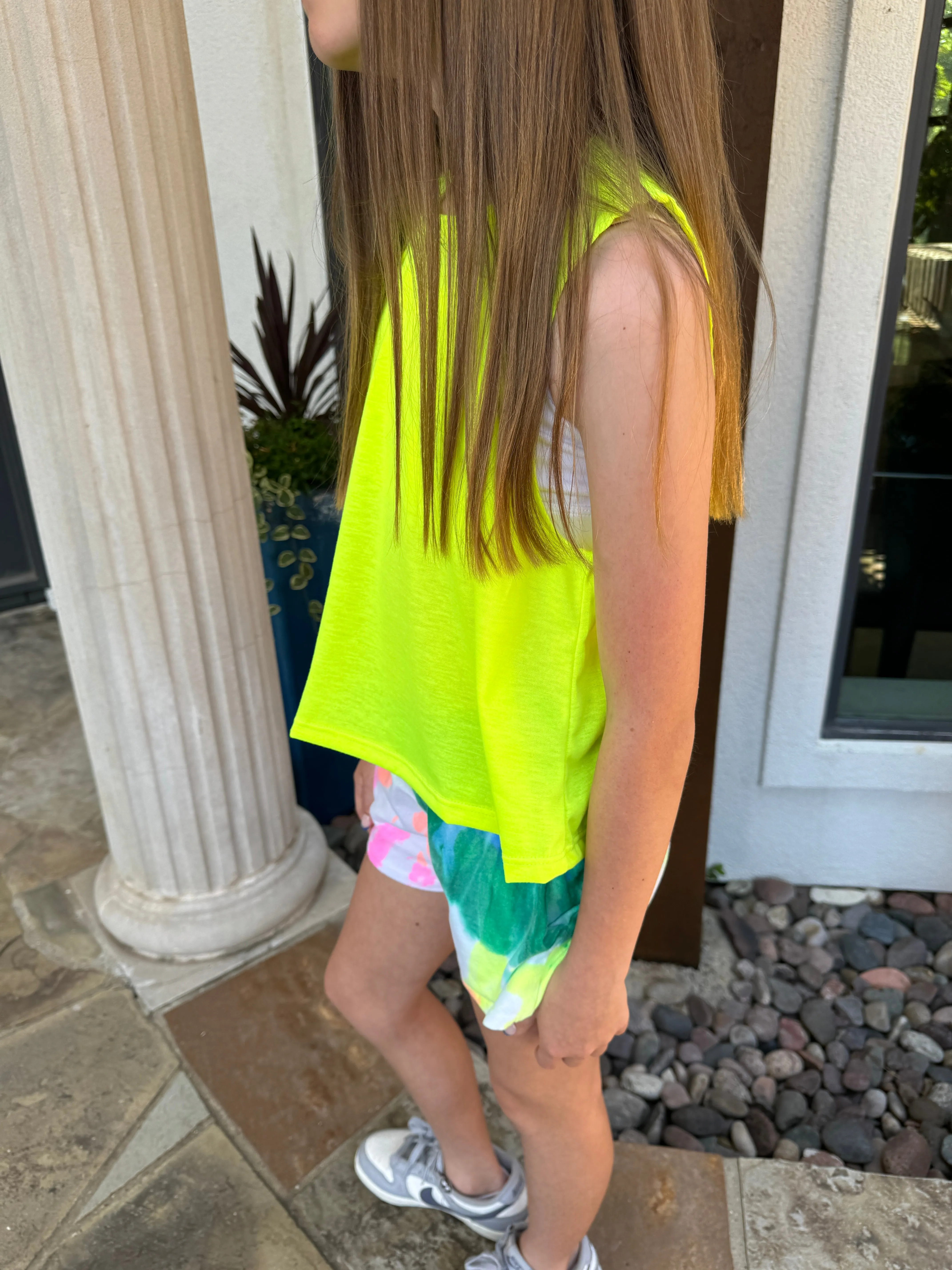 Girls Neon Yellow Muscle Tank