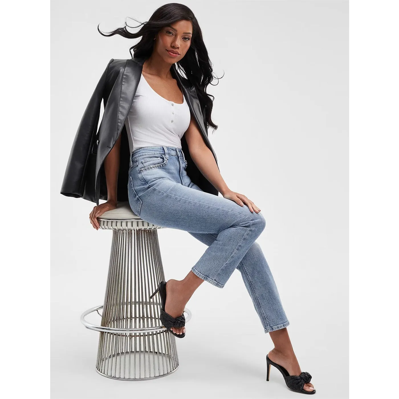 Girly Crystal Straight Jeans