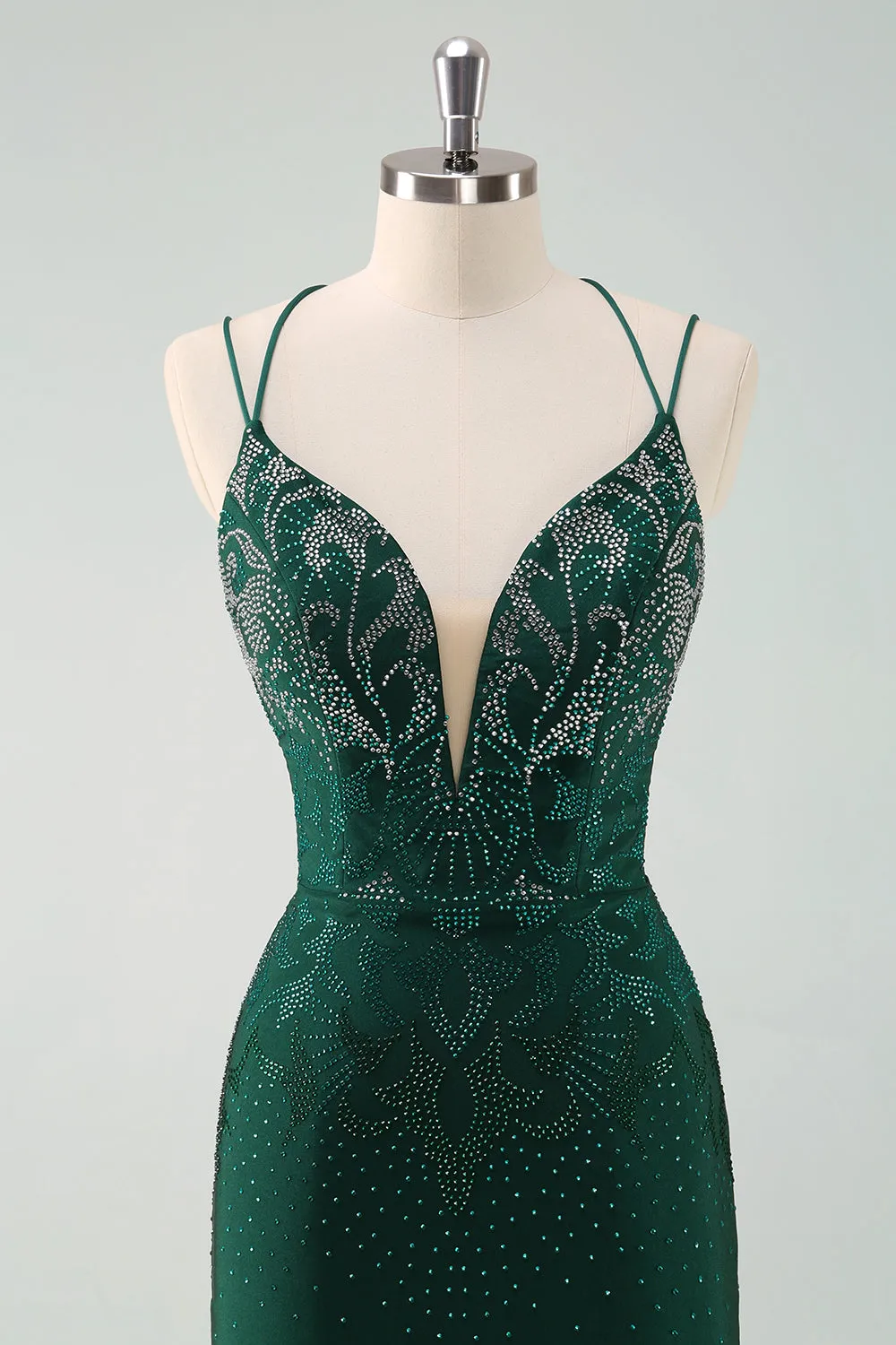Glitter Dark Green Tight Homecoming Dresses with Lace Up Back