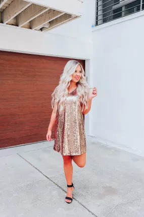Glitzy In Gold Sequin Dress