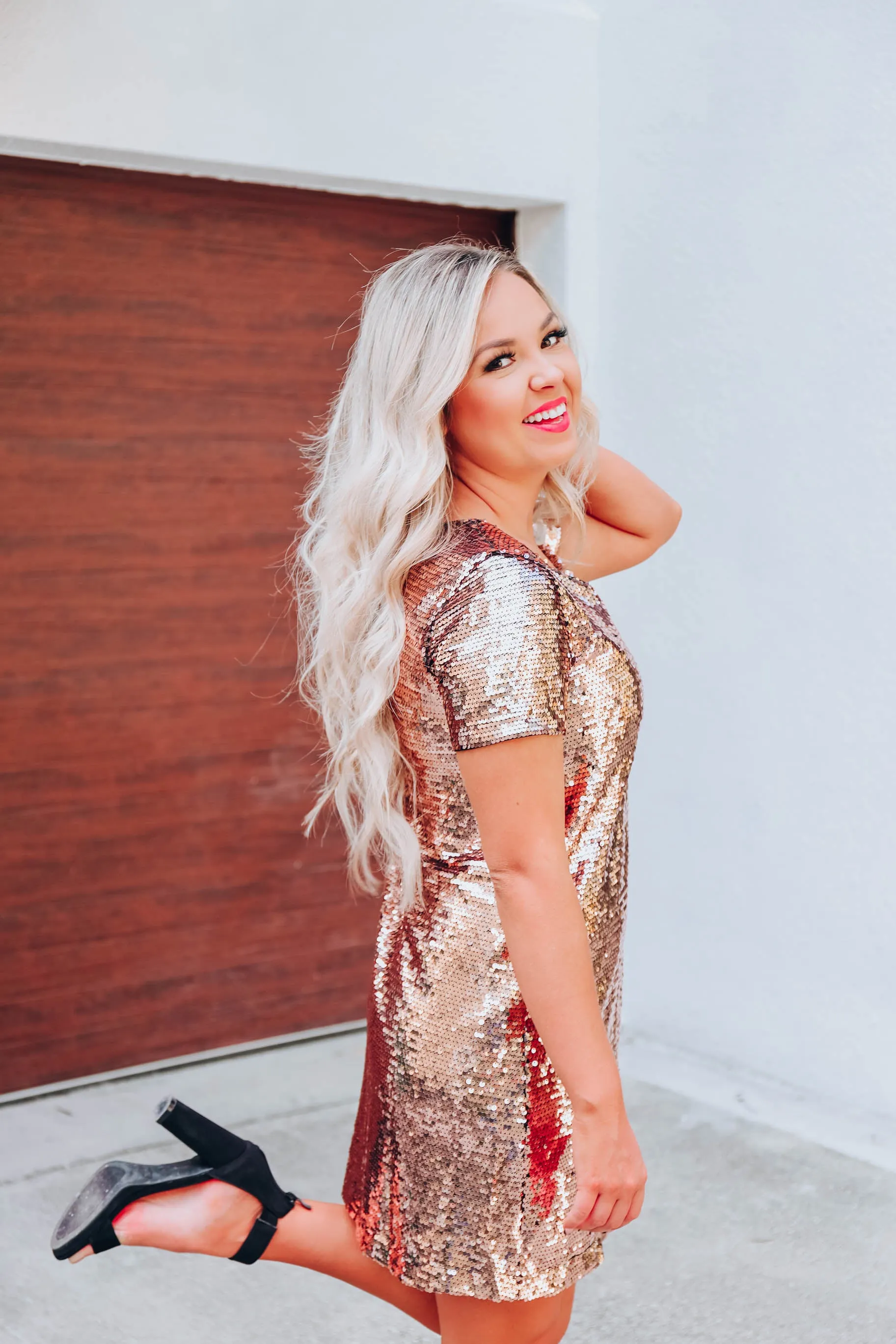 Glitzy In Gold Sequin Dress