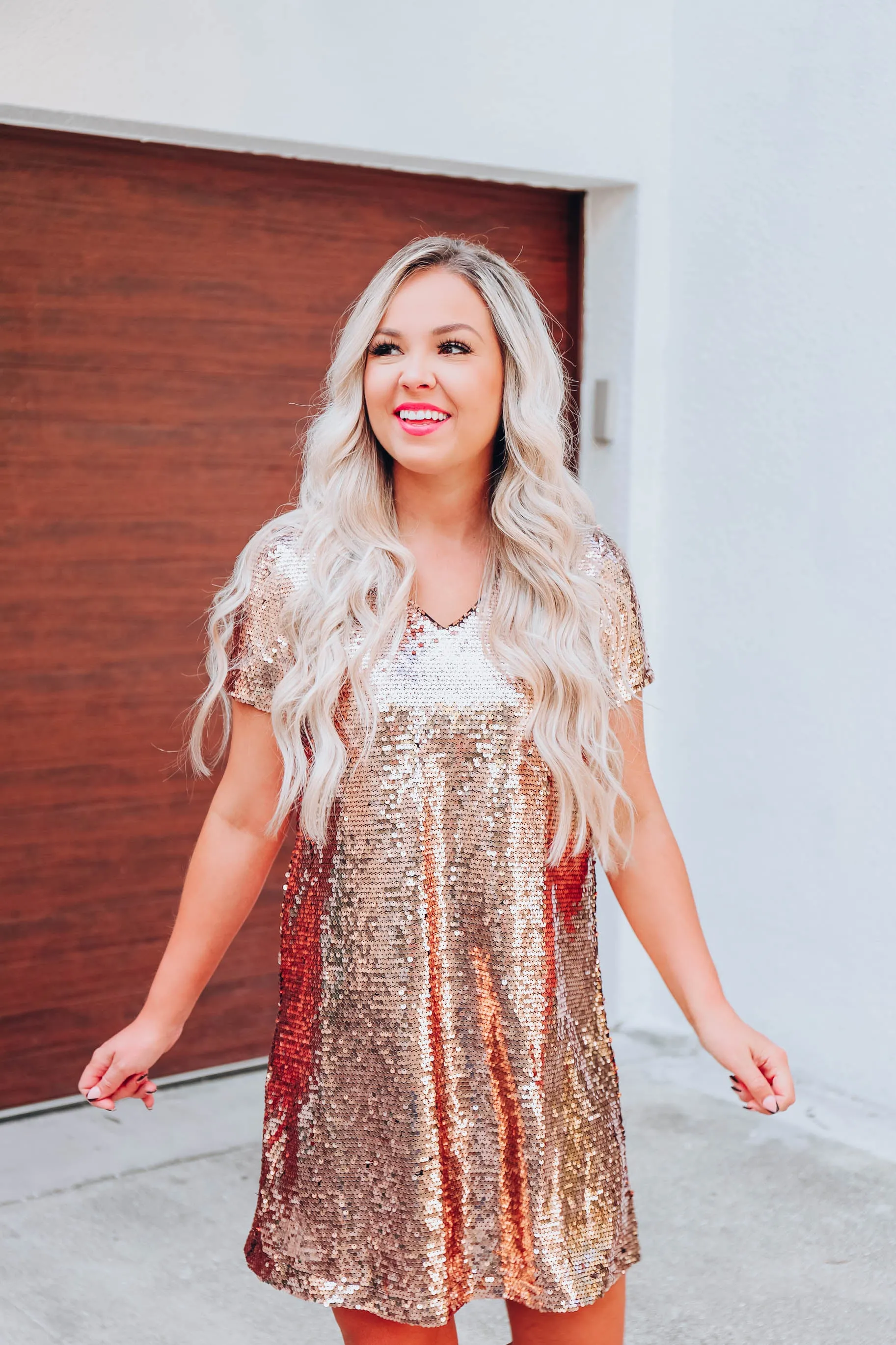 Glitzy In Gold Sequin Dress