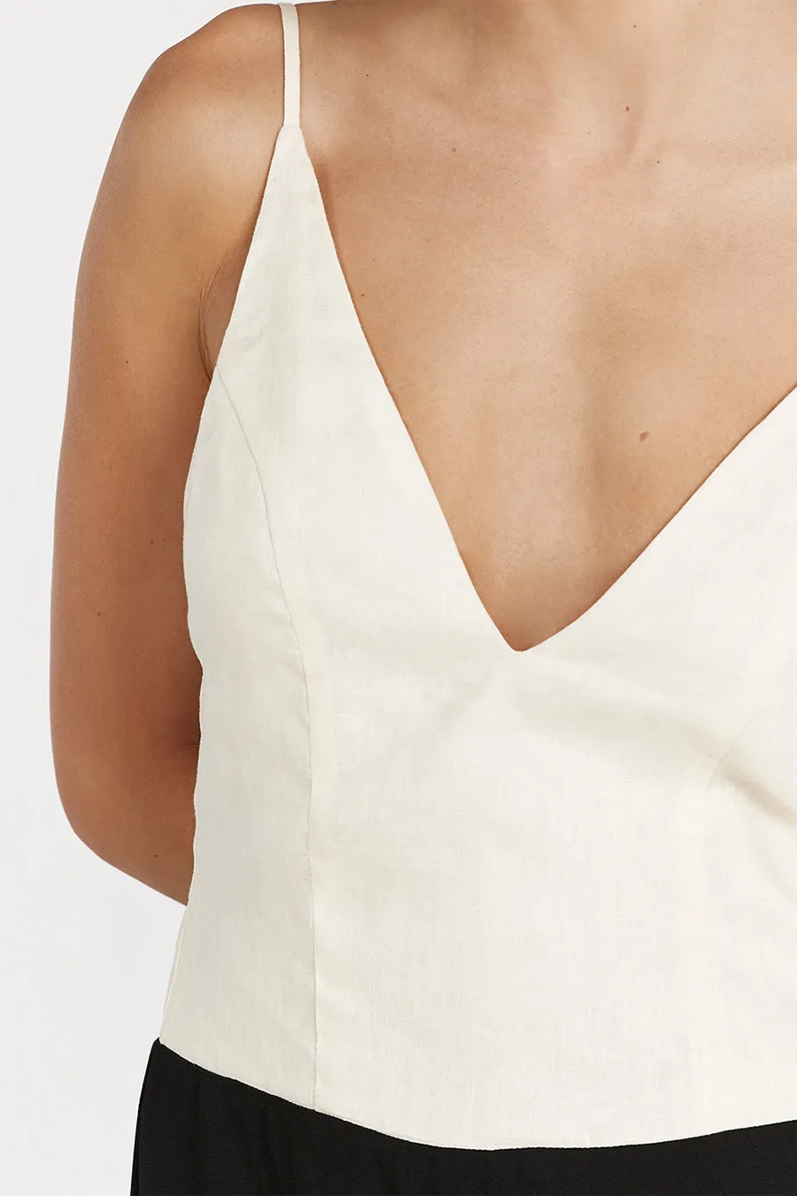 GRACE CREAM V NECK MIDI DRESS