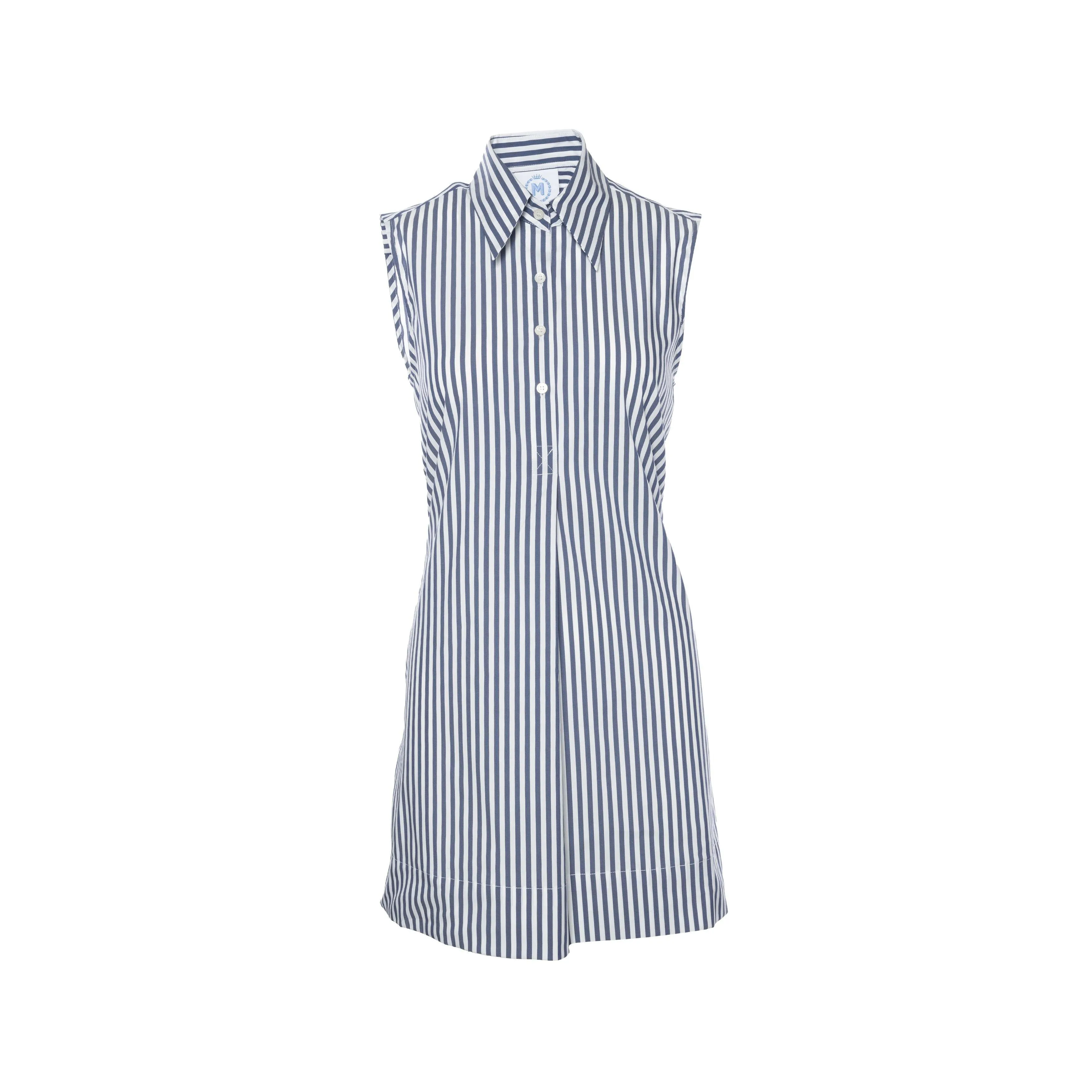 Gustavia Sleeveless Shirt Dress in Performance Poplin