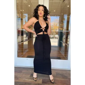 Halter Back Maxi Dress (Black)