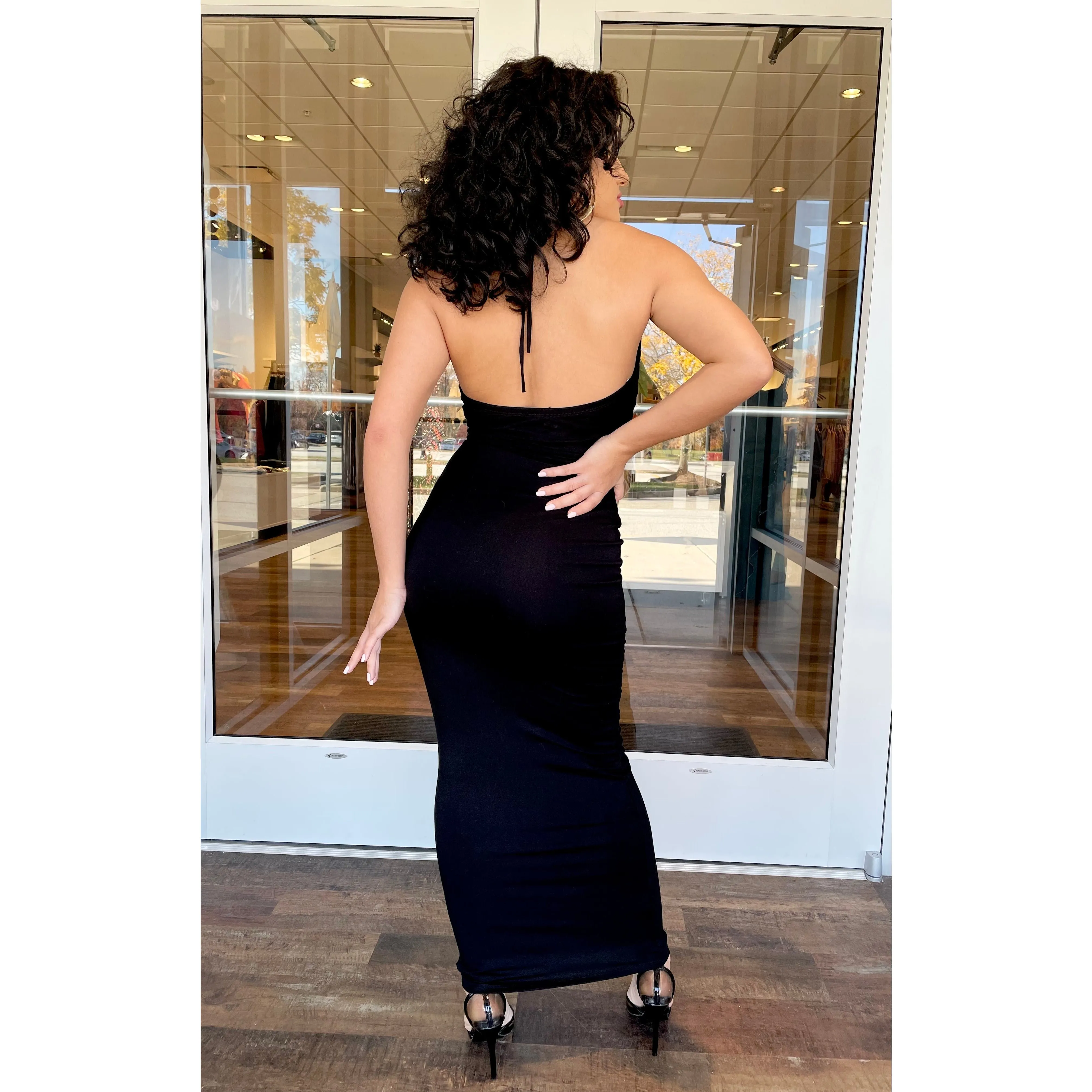 Halter Back Maxi Dress (Black)