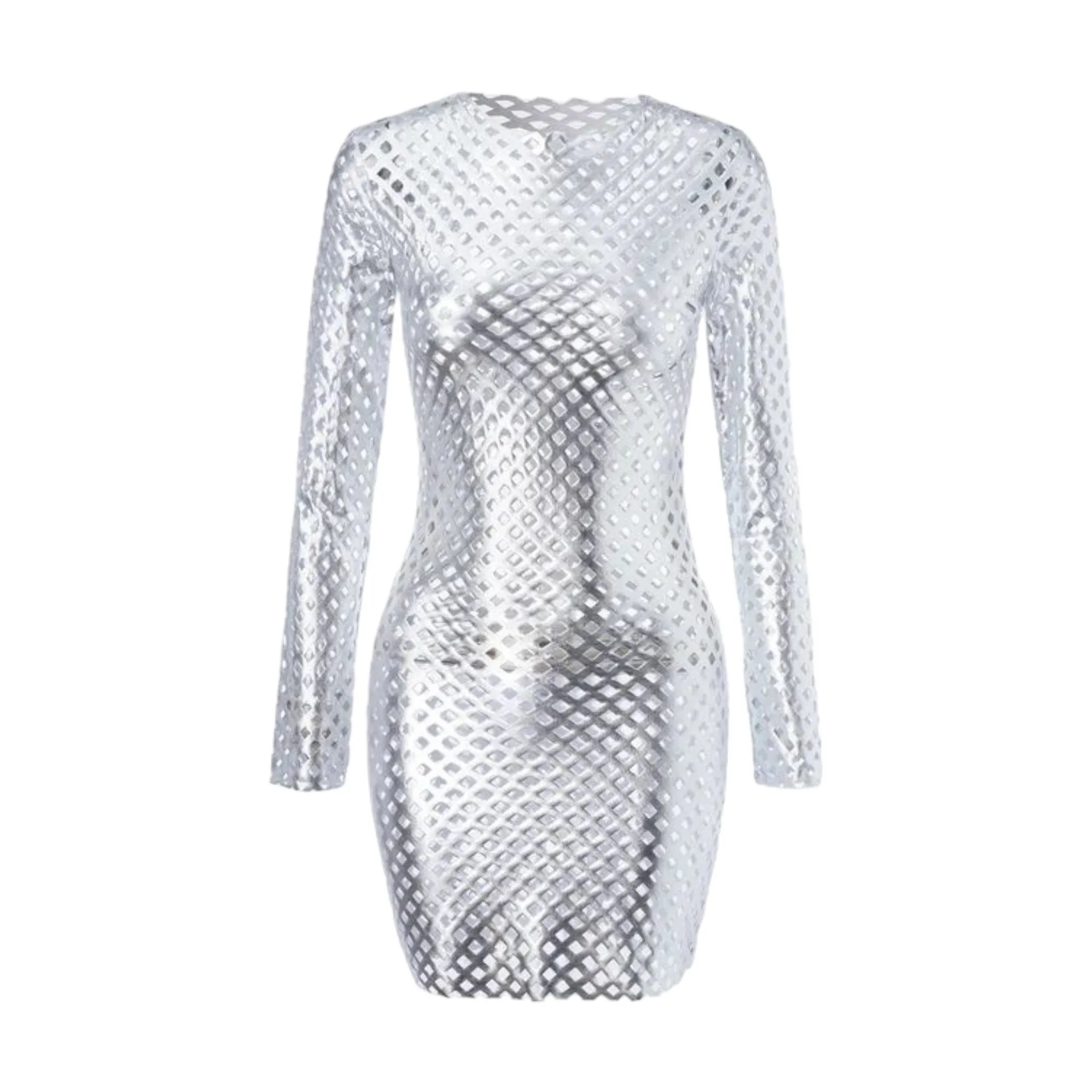 Hollow Out Metallic Bodycon Dress